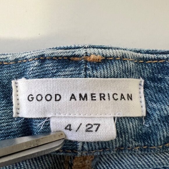 Good American Womens Good Curves Straight Button Fly Jeans Split Hem size 4 27 - Picture 10 of 13